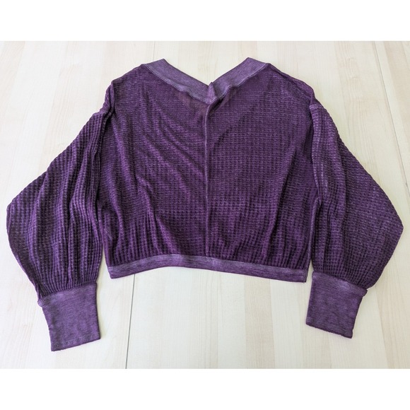 We The Free Long Sleeve Purple Off the Shoulder Relaxed Shirt - Picture 8 of 9